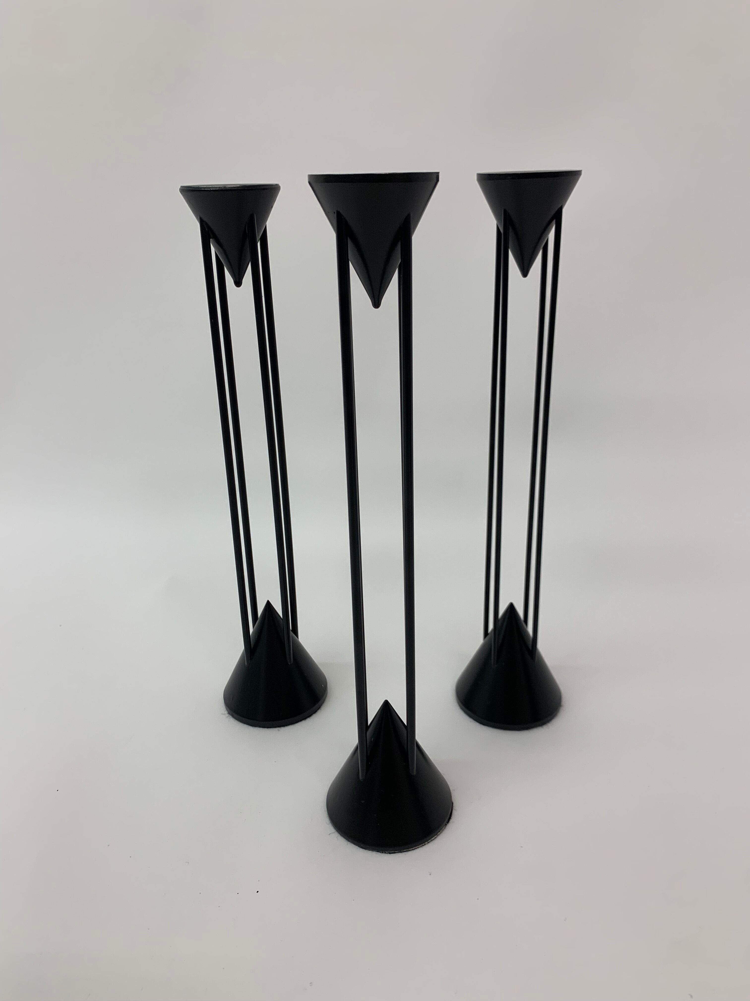 Set of 3 Post Modern candle sticks , 1980's