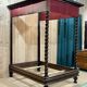 Louis XIII four-poster bed in walnut and poplar