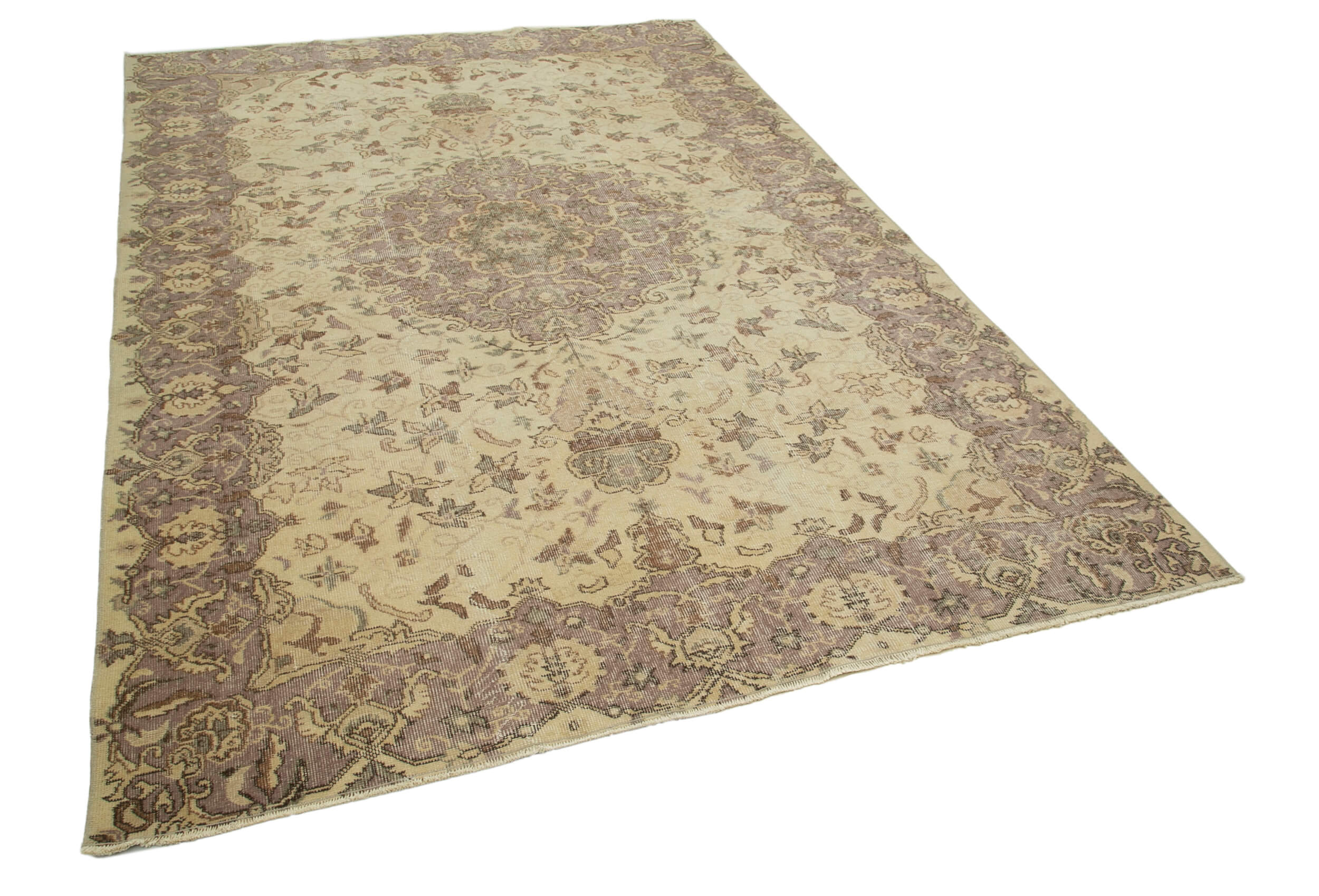 Hand-knotted turkish beige rug 192 cm x 285 cm