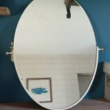 Miroir ovale métal doré patiné