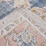 7x11 Soft Beige & Blue Wool Vintage Rug For Living Room, 210x324 Cm