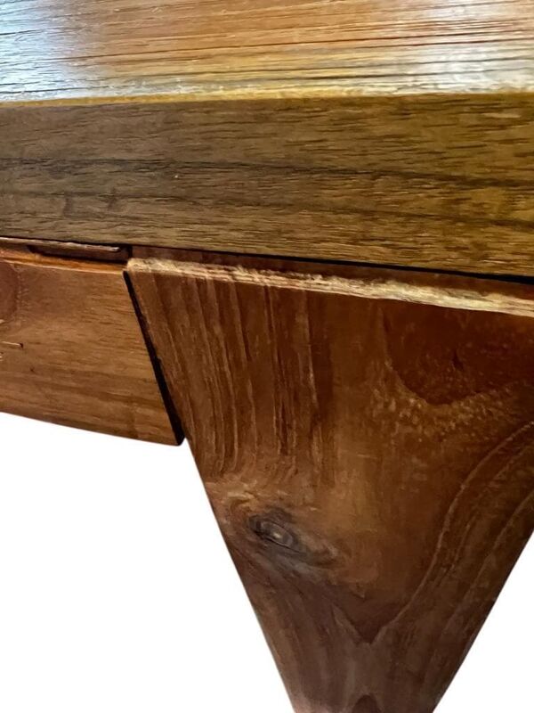 Table XL vintage en bois avec marqueterie