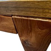 XL vintage wooden table with marquetry