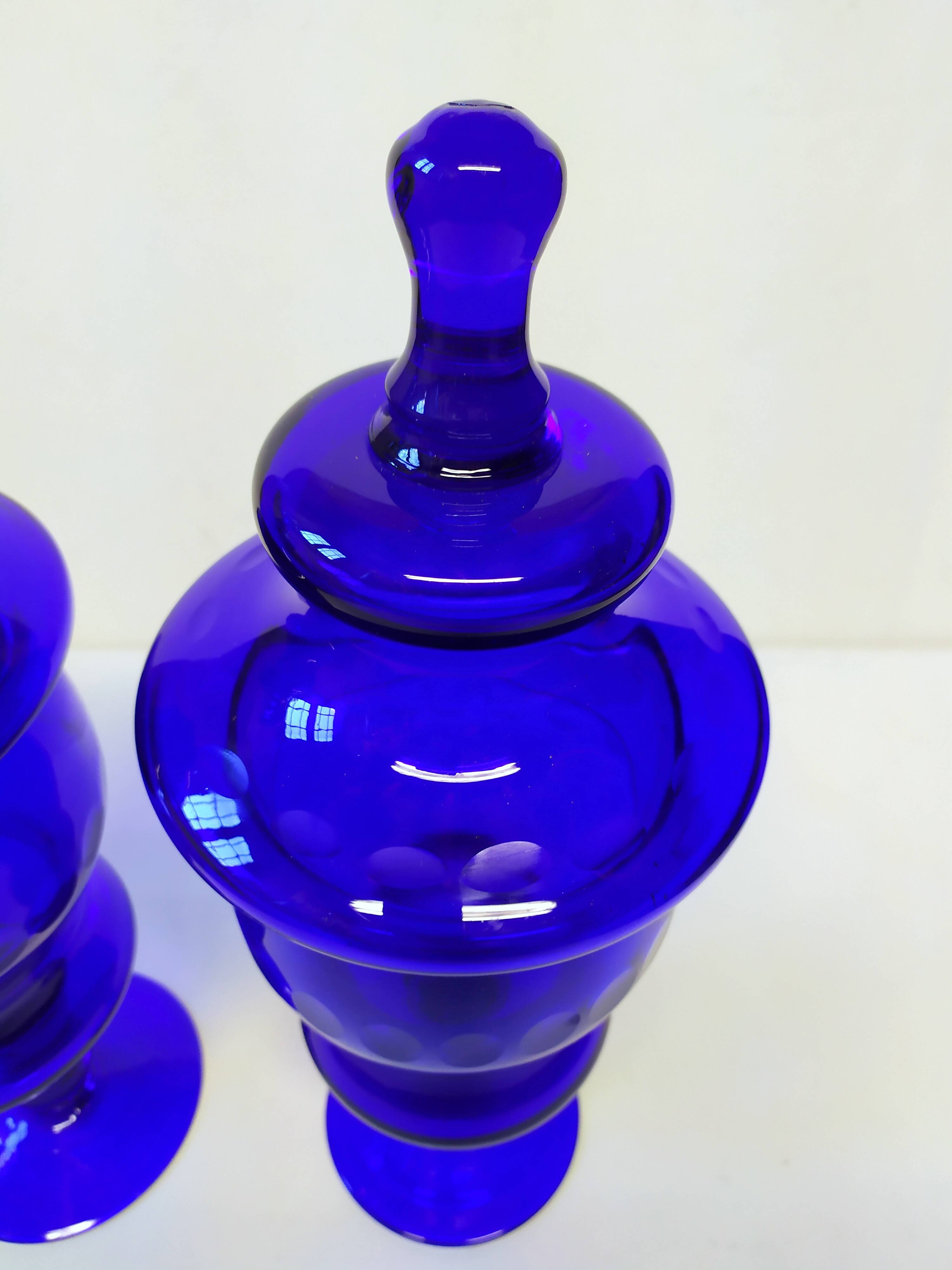 Large Murano Blue Glass Vases, 1960s, set of 2