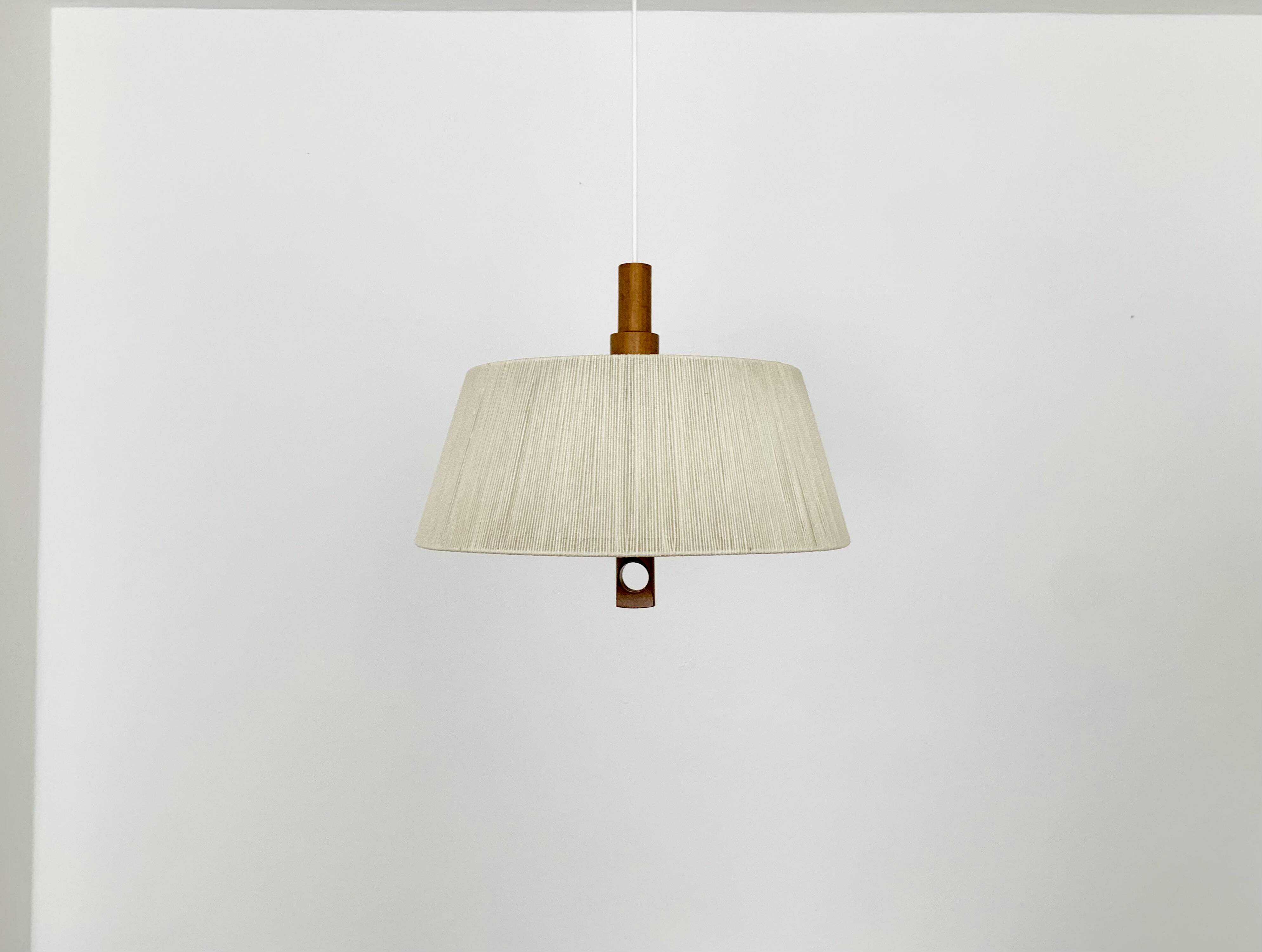 Raffia Bast and Walnut Pendant Lamp by Temde