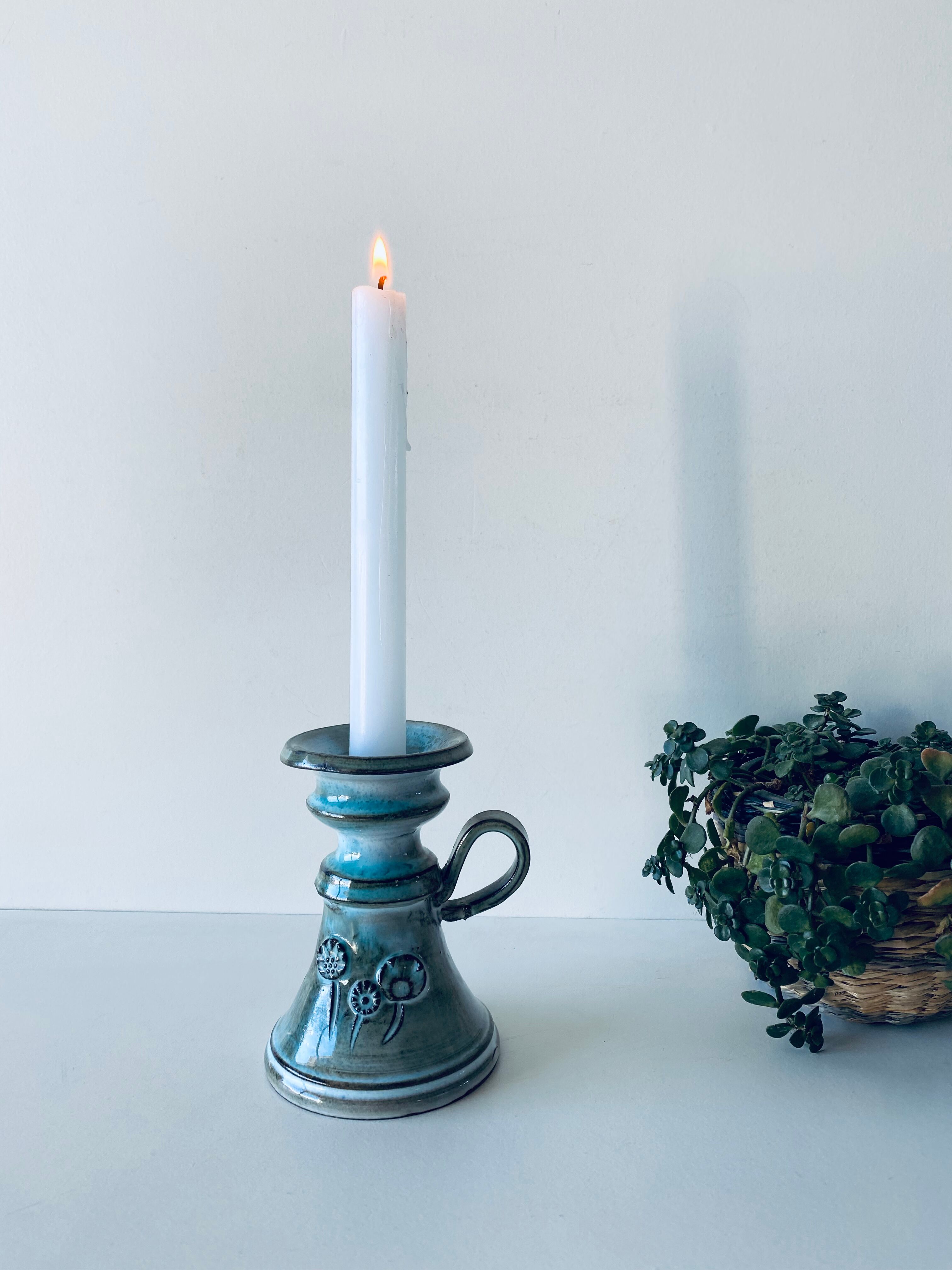 Enamelled ceramic candle holder