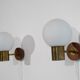 Pair of danish vintage teak and opaline wall lamps 1960