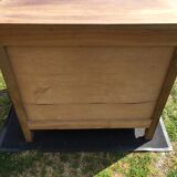 Commode vintage néo louis xv en noyer massif à 3 tiroirs