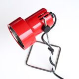 Red desk lamp, chrome foot, 70s