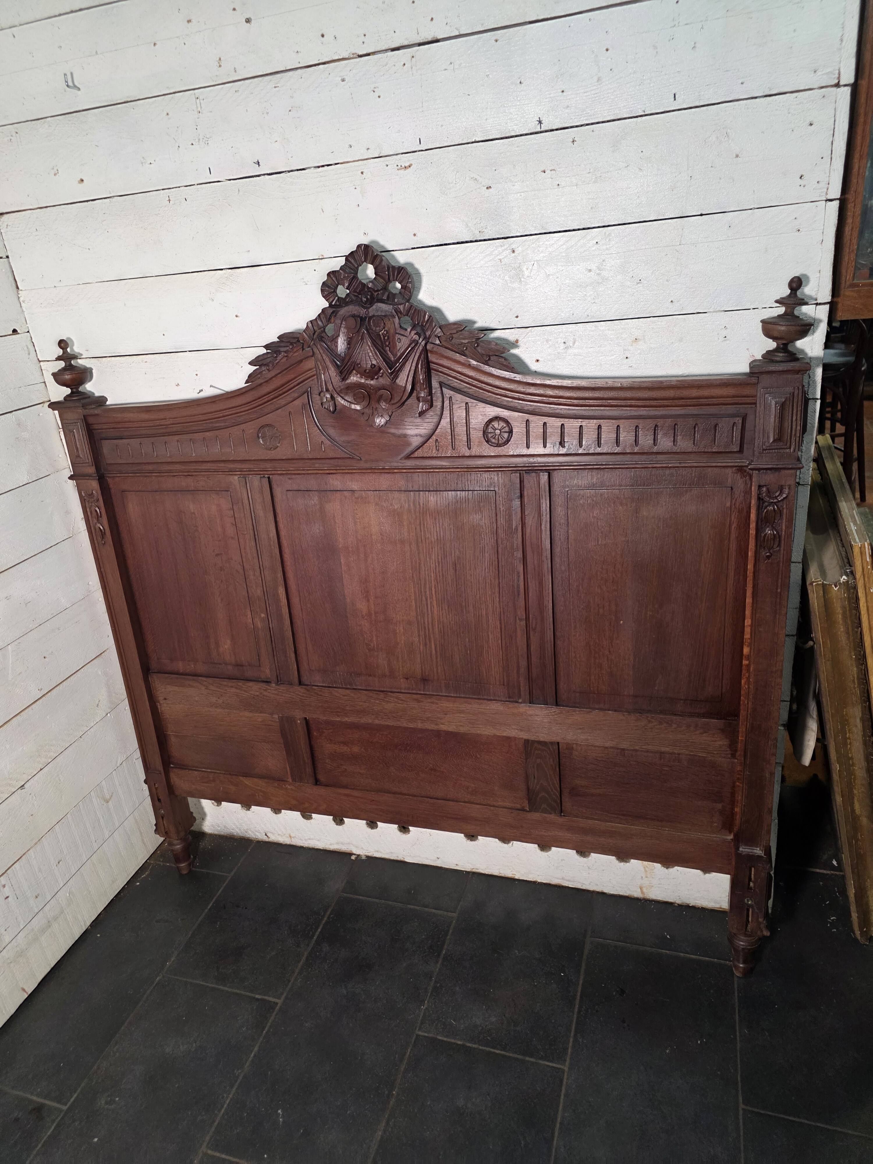 Antique solid oak headboard