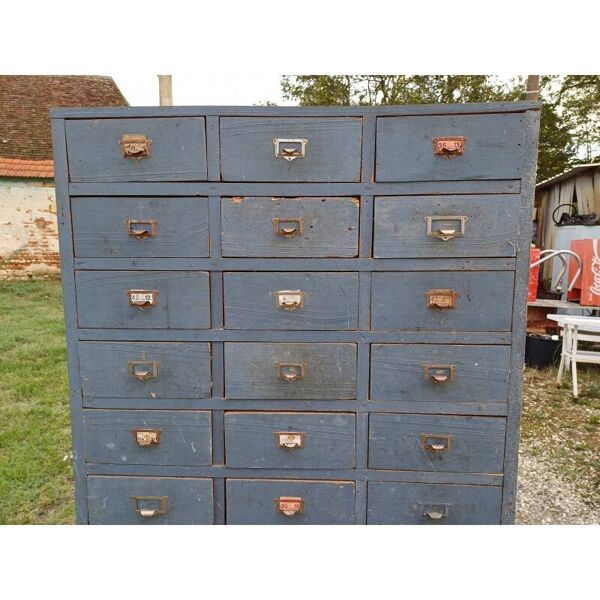 Meuble industriel bois 30 tiroirs