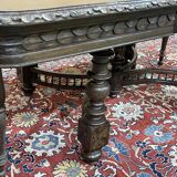 Oak dining table with beech base and 3 extensions