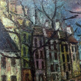 Tableau  "Les quais" 50's signé Truchetet