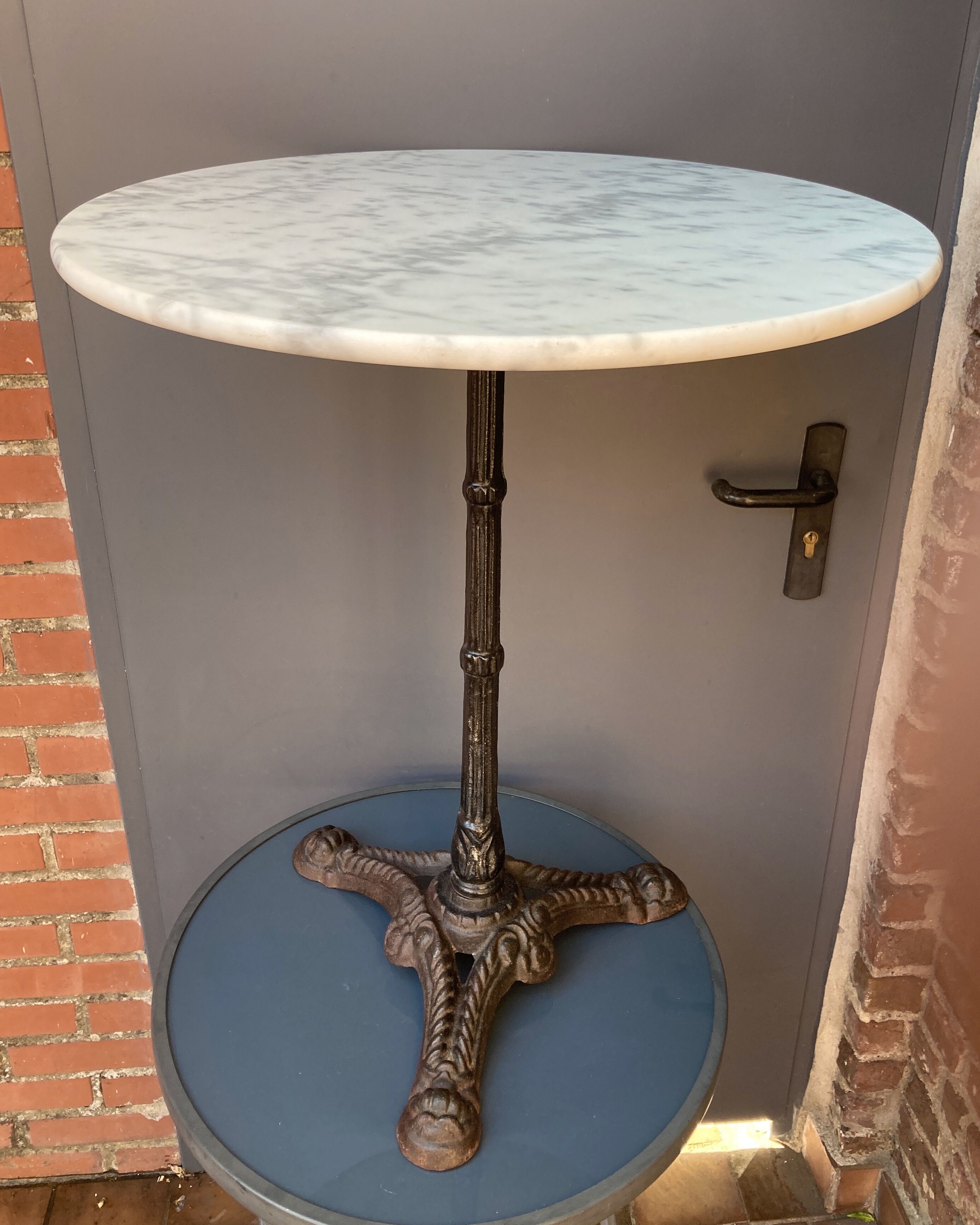 Bistro table marble and cast iron art deco