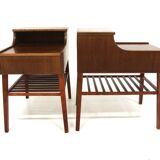 Set of 2 Scandinavian mahogany bedside tables, Sweden, 1960