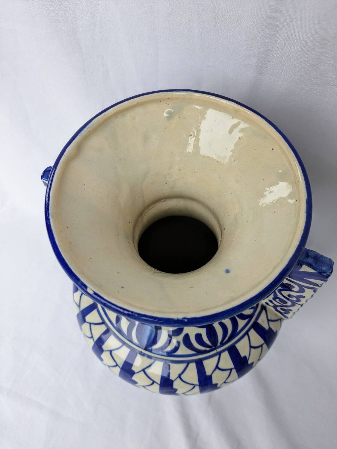 Blue ceramic amphora vase