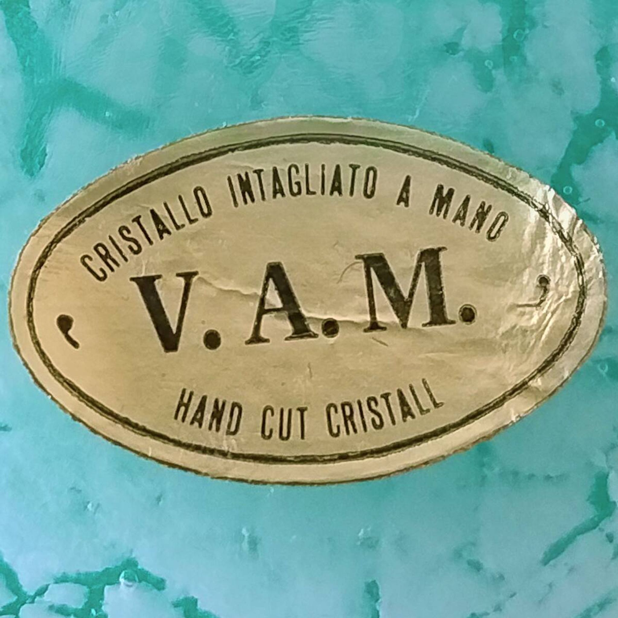 1970s Exquisited Handcrafted Green Vase by V.A.M. in Murano Glass. Made in