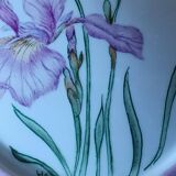 Médaillon Porcelaine Peint Main Fleur Iris.