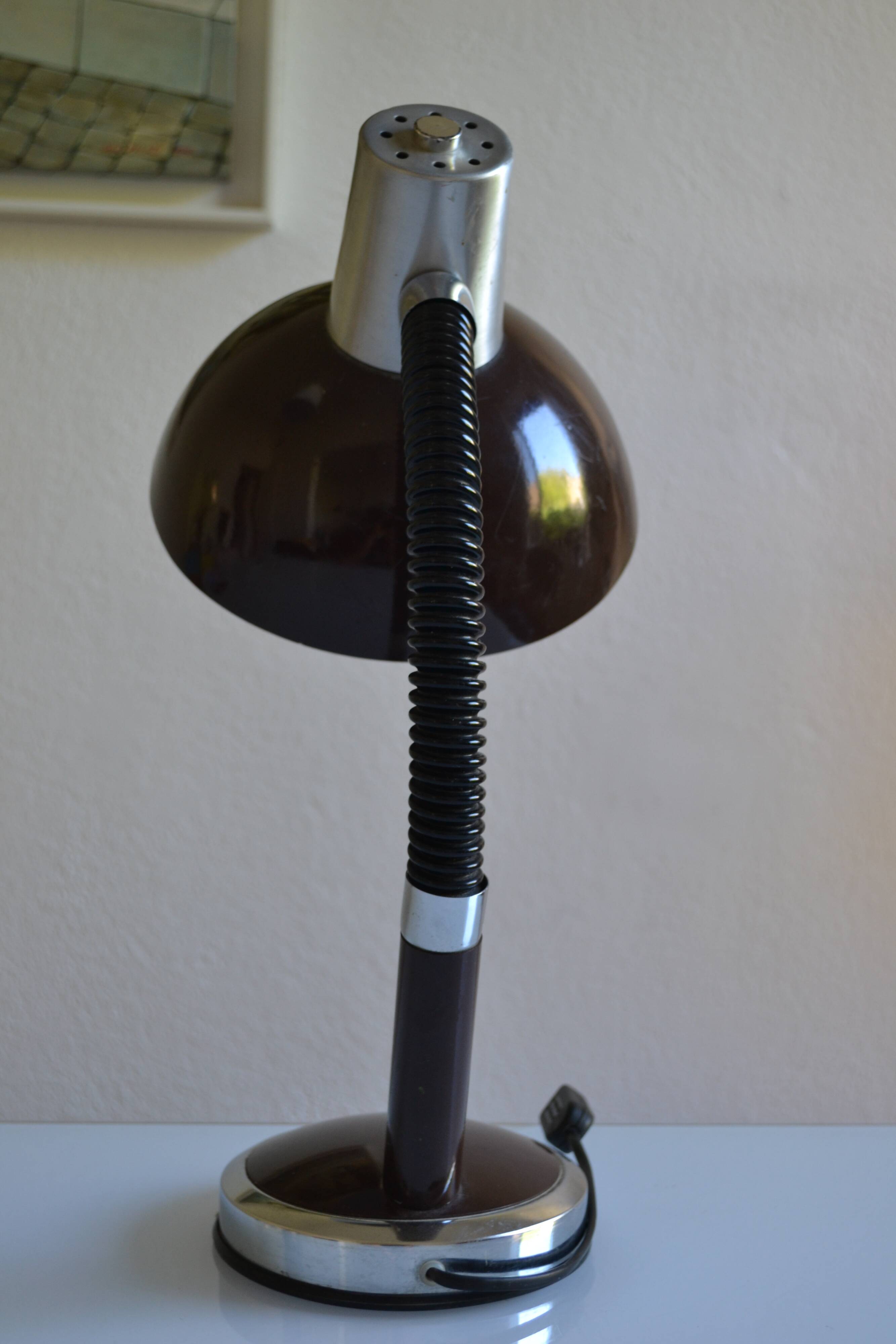 Vintage desk lamp France brown 70s 1970