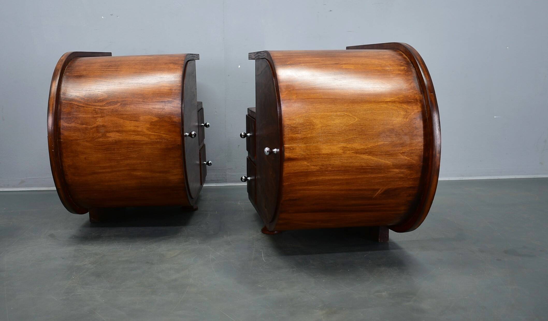 1935s pair of rare Art Deco bedside tables, Czechoslovakia