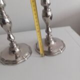 Pair of silver-plated metal candlesticks