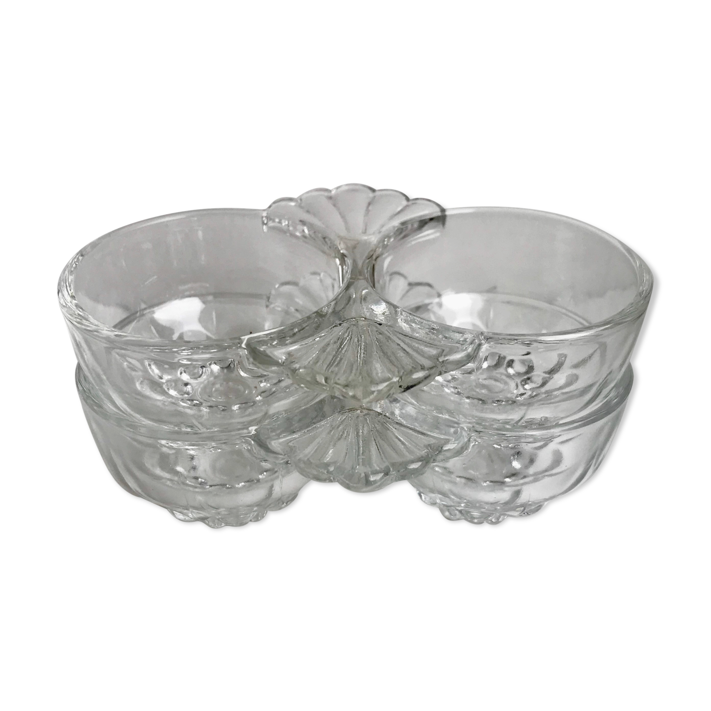 Duo of salt shakers / glass salters 50s