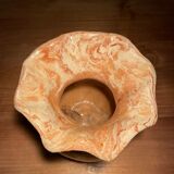 Round vase in mixed earth signed