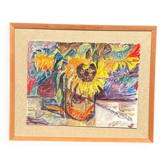 Original Swedish Oil on Panel – “Sunflowers” – Monogram Signed – Vintage & Framed