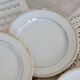 6 half porcelain Lunéville earthenware dessert plates with gold edging