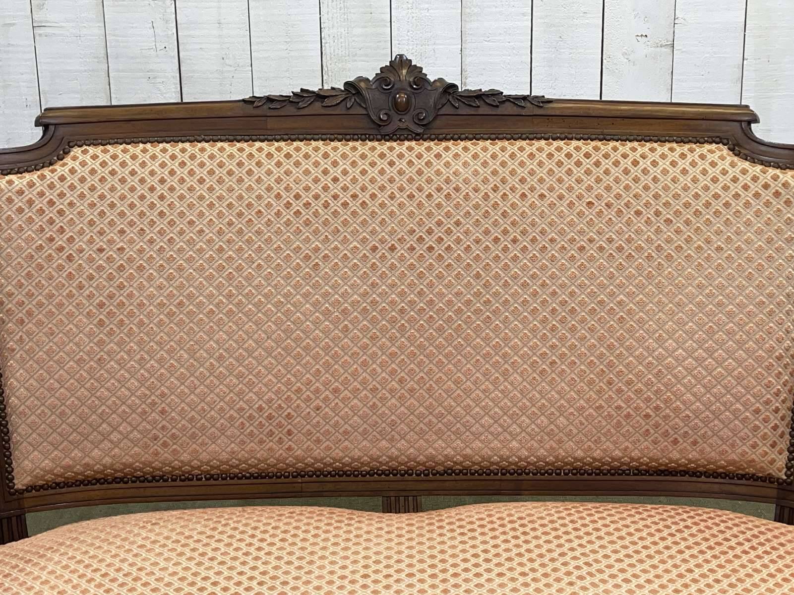 Banquette Louis XVI début XXème en noyer