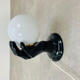 Black and opaline ceramic hand lamp