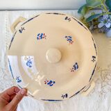 Vintage K&G Luneville "Flore" porcelain soup tureen, 1950s, small blue flowers
