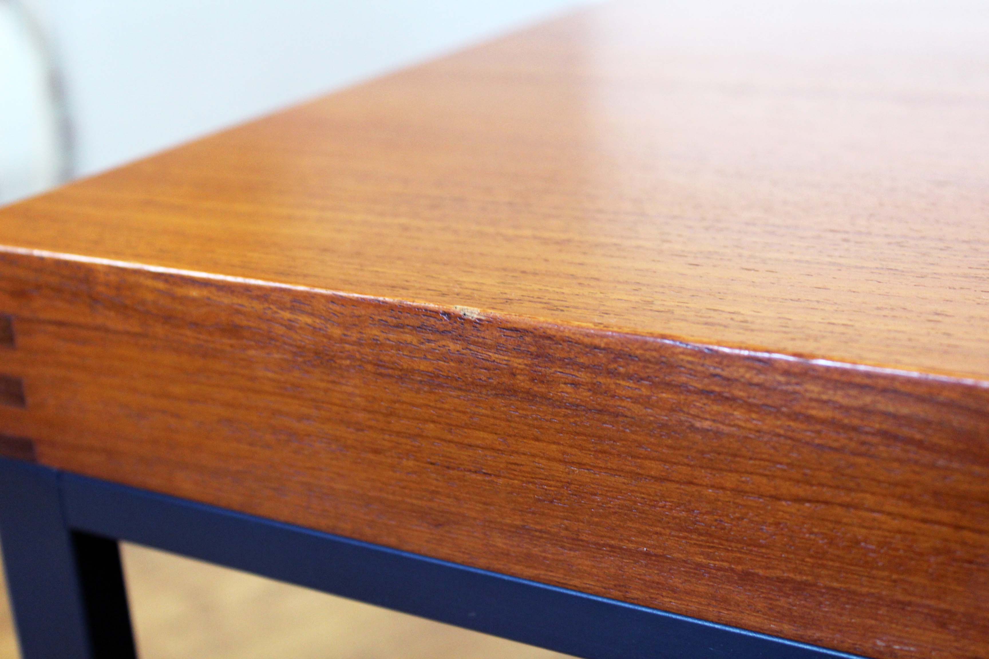 Large teak and metal coffee table