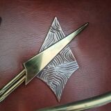 Splendid pair of bronze wall sconces by Jules Leleu? Art Deco.