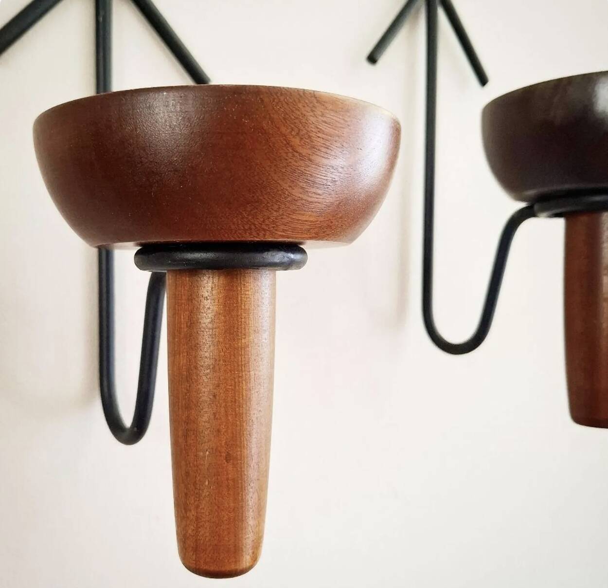 Vintage TEAK WALL SCONCE / lampett, candle holder, stylish, set of 4, 50s