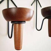Vintage TEAK WALL SCONCE / lampett, candle holder, stylish, set of 4, 50s