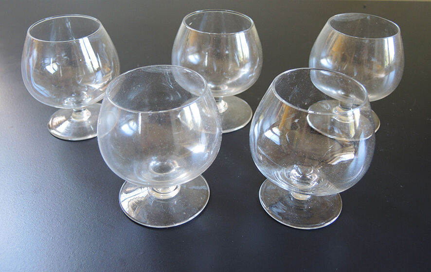 Lot of 5 Glass Vintage Transparent Cognac