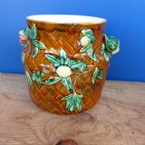 Ancien cache pot en barbotine de salins vase à fleurs kitsch