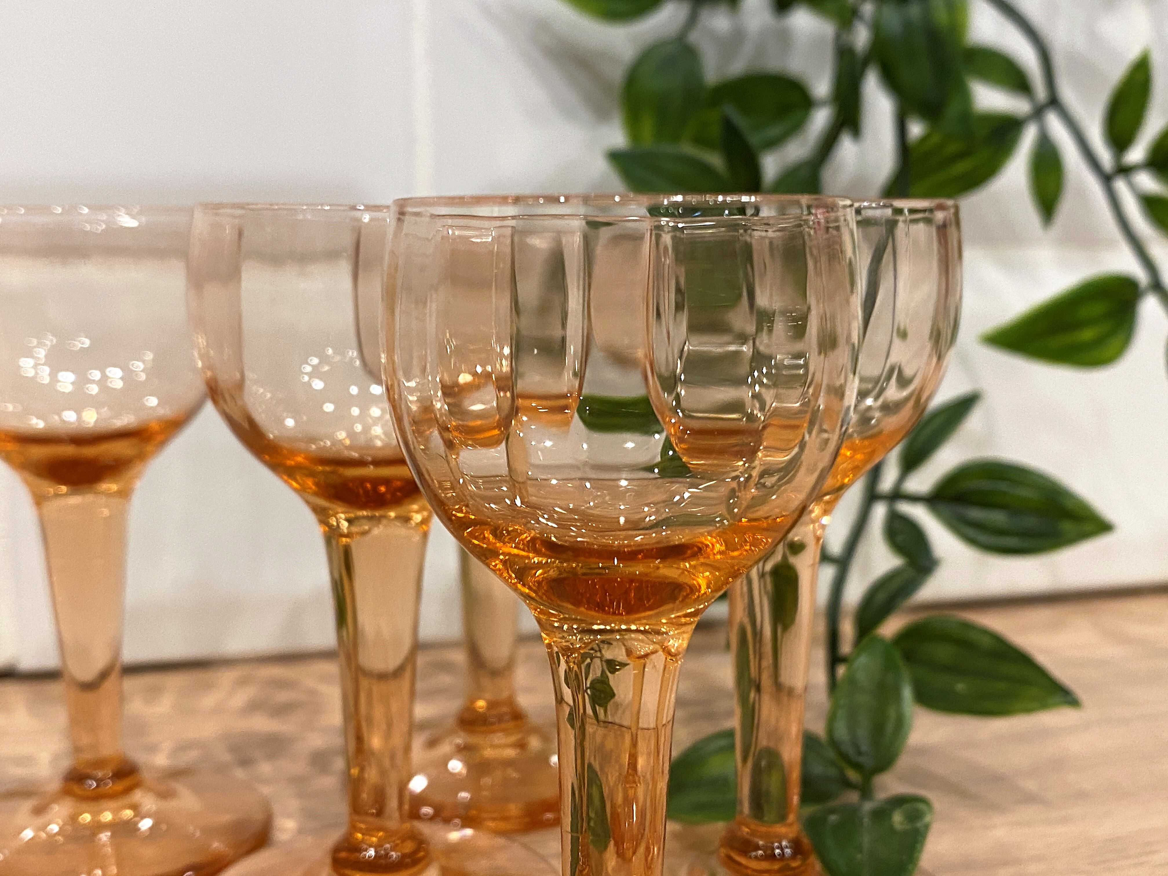 Set of 5 pink liquor glasses