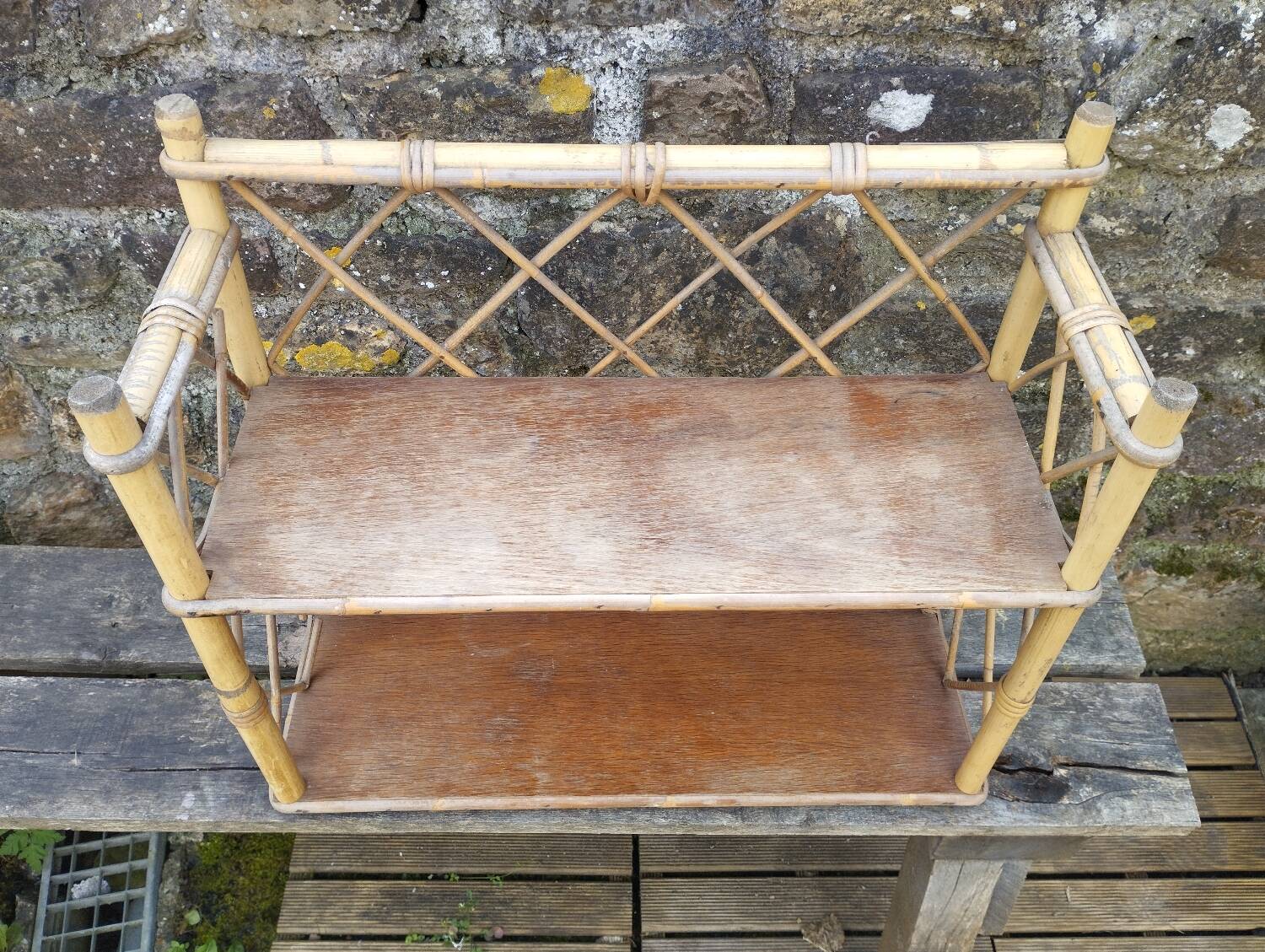 Vintage rattan shelf
