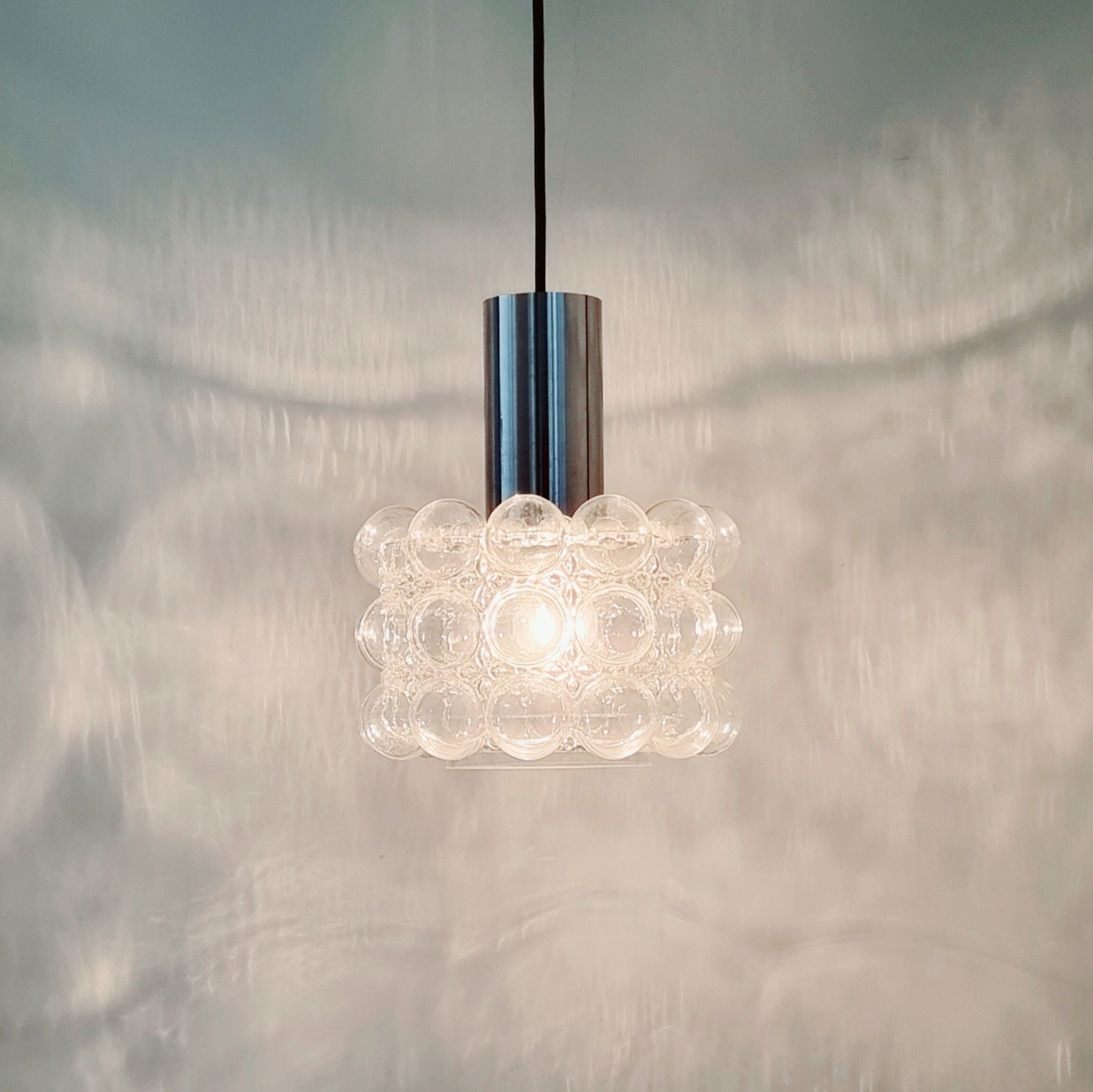 Mid-century modern bubble glass pendant/ceiling lamp by helena tynell for limburg, germany, 1960s