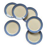 6 Villeroy and Boch old earthenware dinner plates, blue gilt