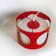 Vintage UFO ceiling light in red metal and white glass