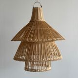 Rattan pendant lamp or light in the shape of an Asian lantern