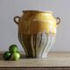 Large Antique French Confit Pot with Yellow Glaze
