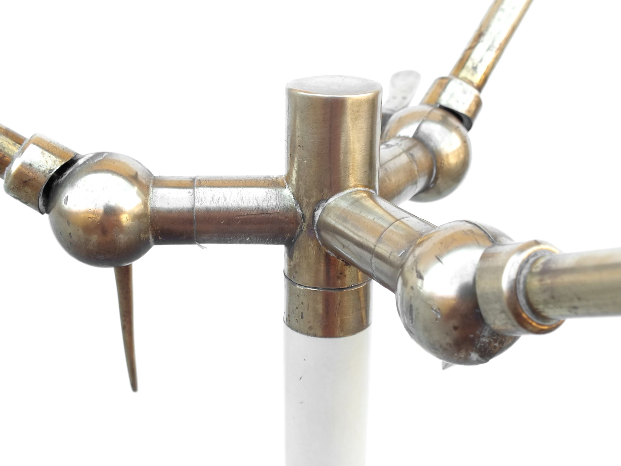 Stilnovo design floor lamp three arms years 50 in alluminium marble, rarest