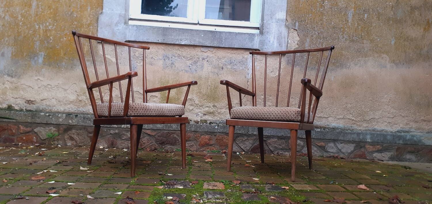 Pair of vintage fan armchairs from the 60s, Baumann edition.