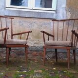 Pair of vintage fan armchairs from the 60s, Baumann edition.