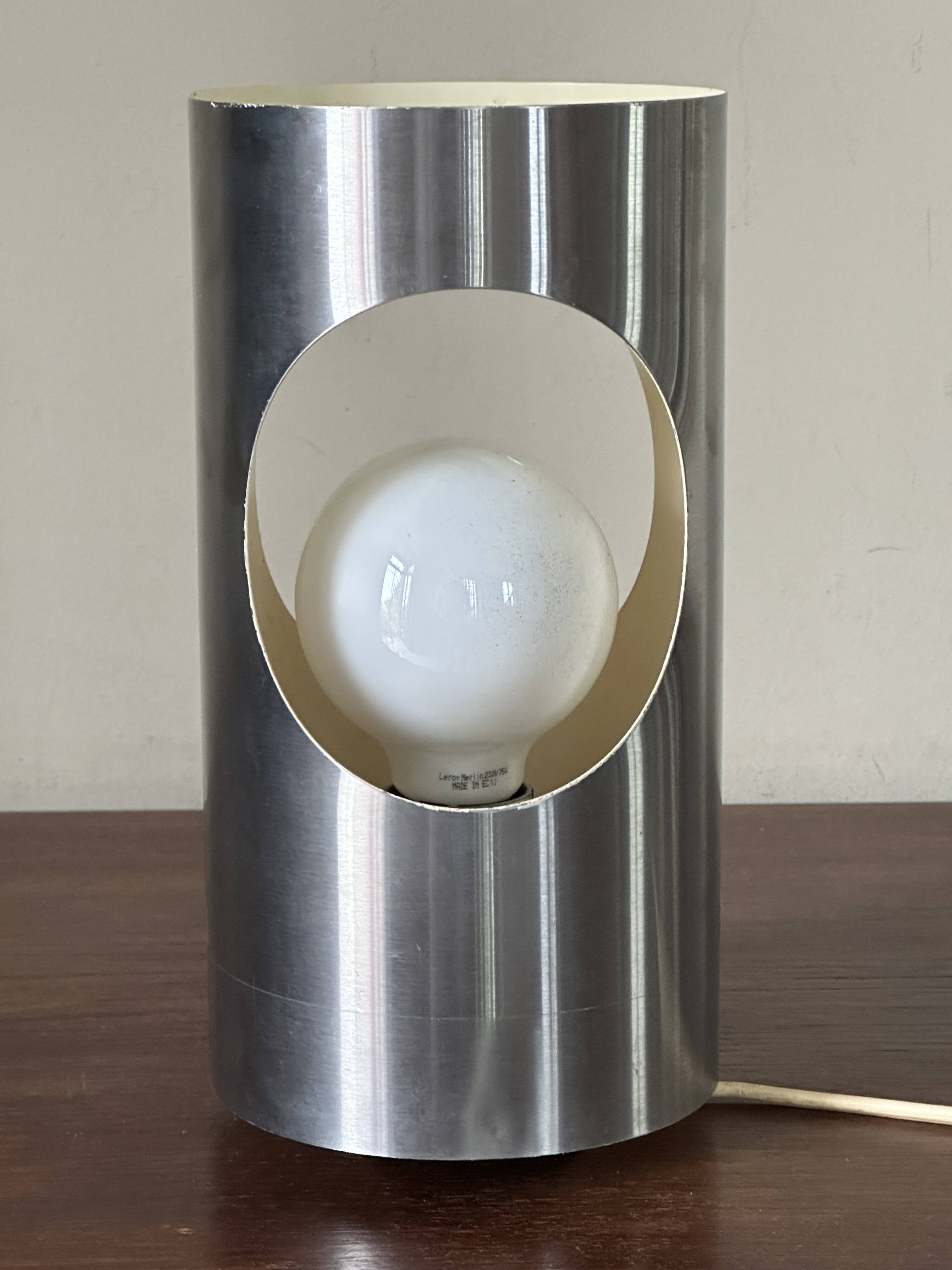 Vintage tube stainless steel lamp, 70s design