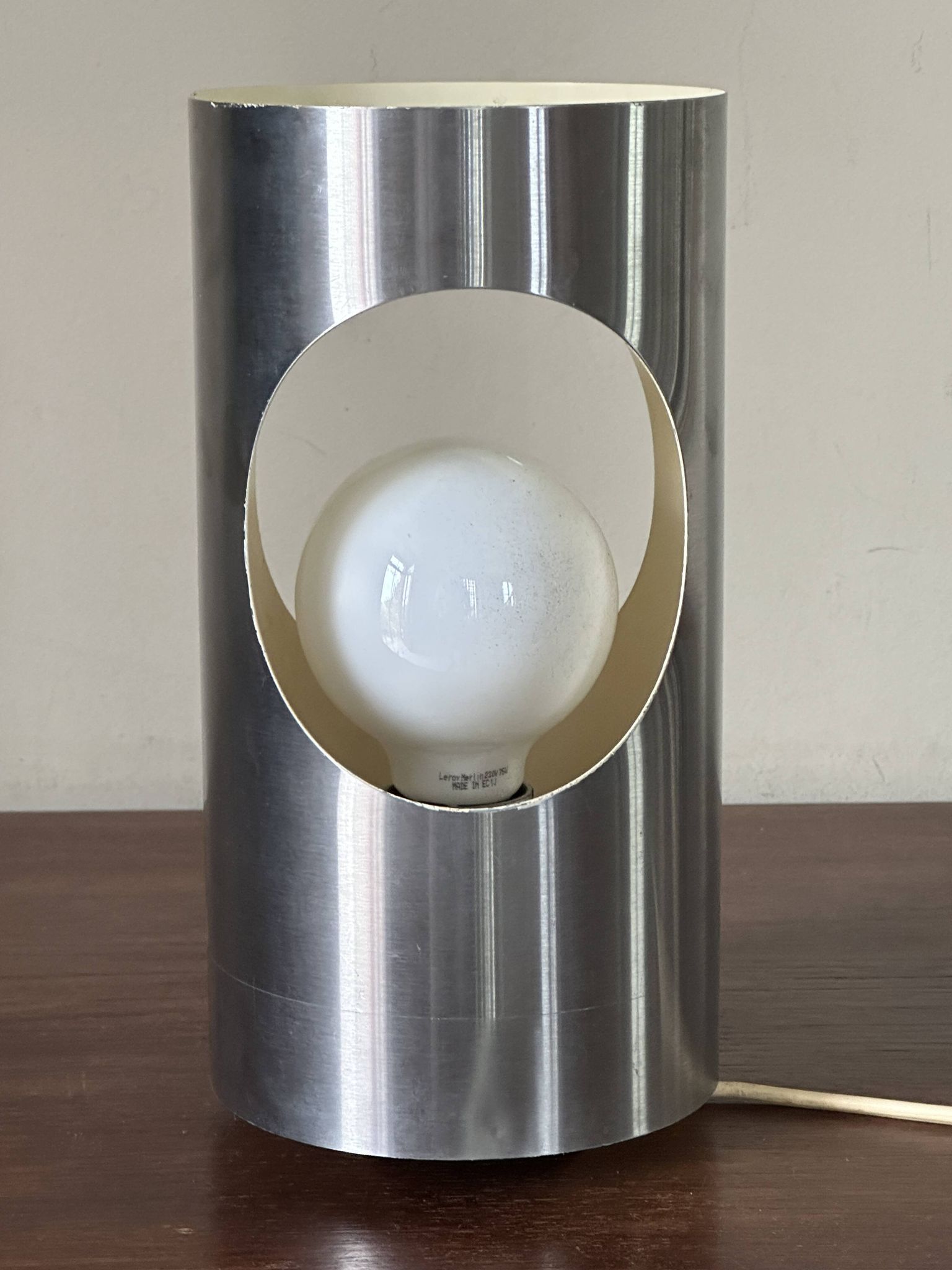 Lampe inox tube vintage design années 70